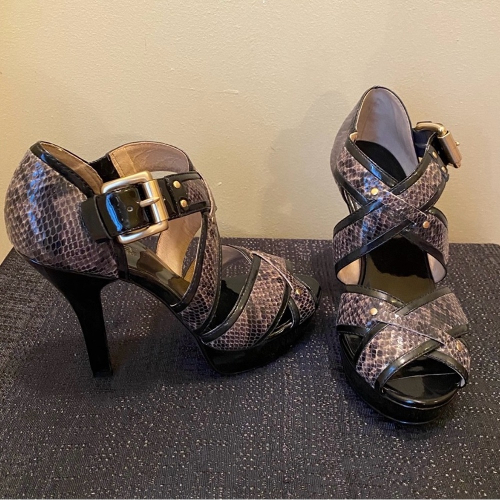 MICHAEL Michael Kors Snakeskin Strappy Heels